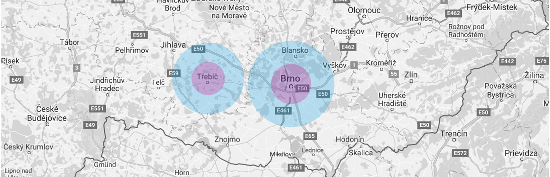 JeBat - Mapa kde působíme
